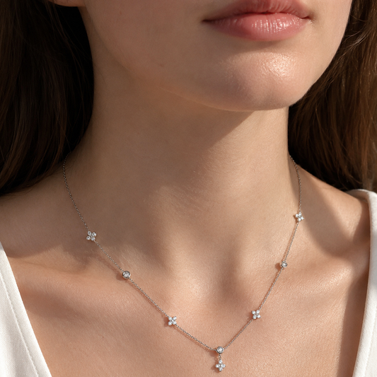 Collar de Plata 925 con flores de circonita - Princesa