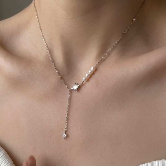 Collar de Plata 925 con perlas y colgante en forma de estrella - Pina