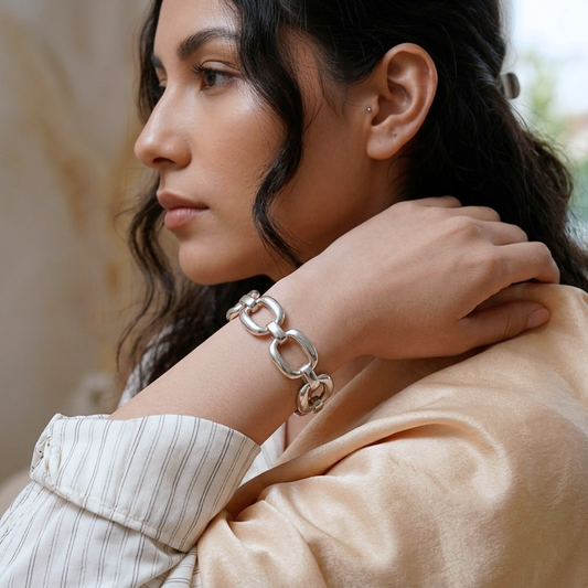 Pulsera de Plata 925 con cadena geométrica - Cadena