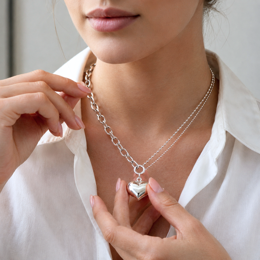 Collar de Plata 925 con colgante en forma de corazón - Elena