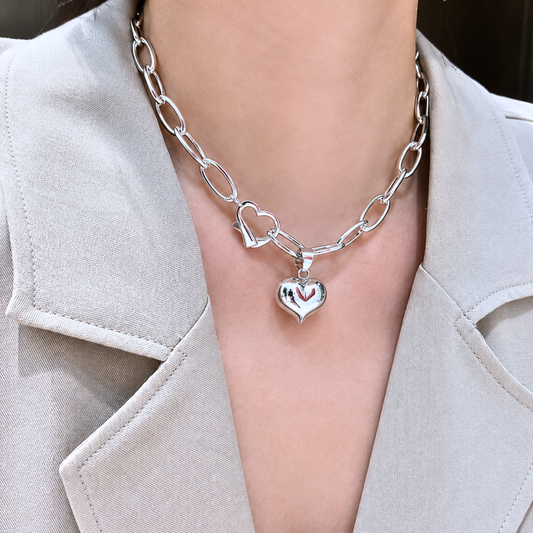 Collar de Plata 925 con colgantes en forma de corazón - Love Strong