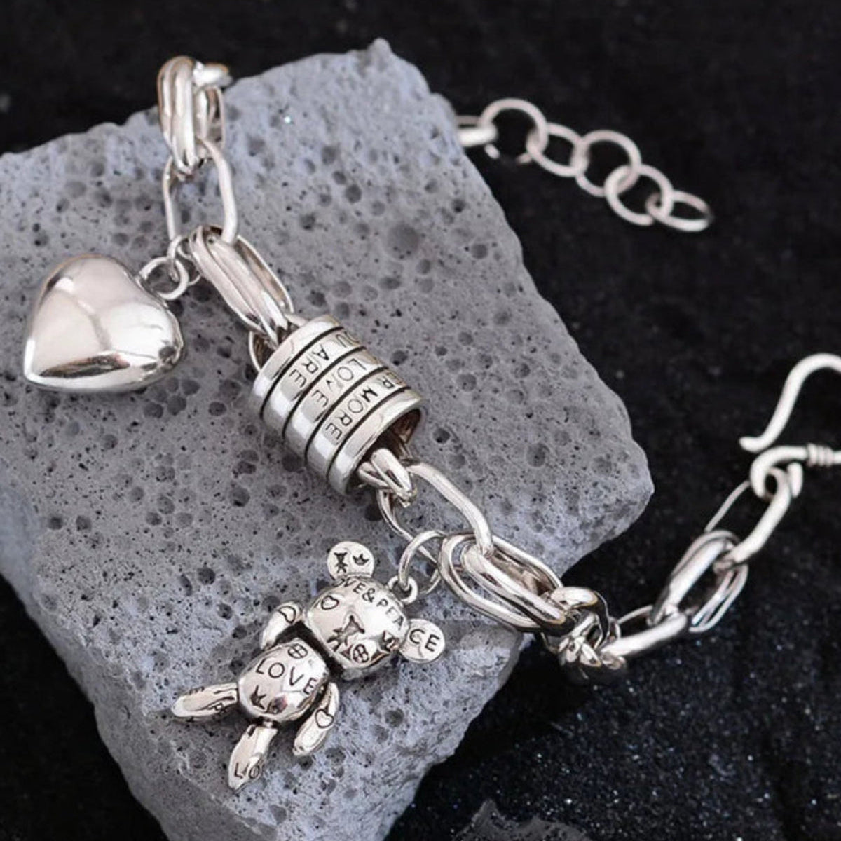 Pulsera de Plata 925 con colgante de oso y un corazón - Venus