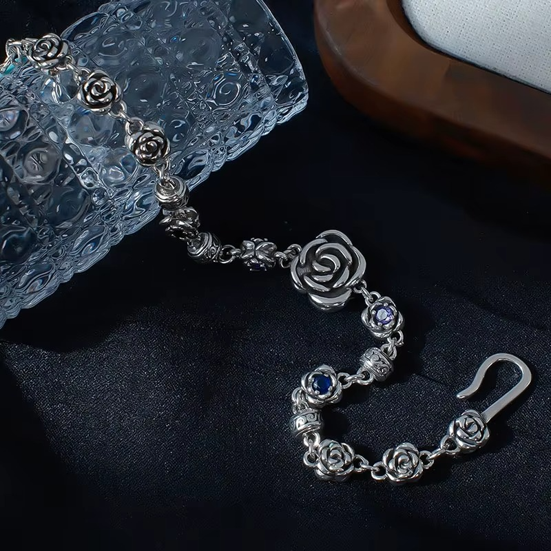 Pulsera de plata 925 con rosas y circonitas - Rosaria
