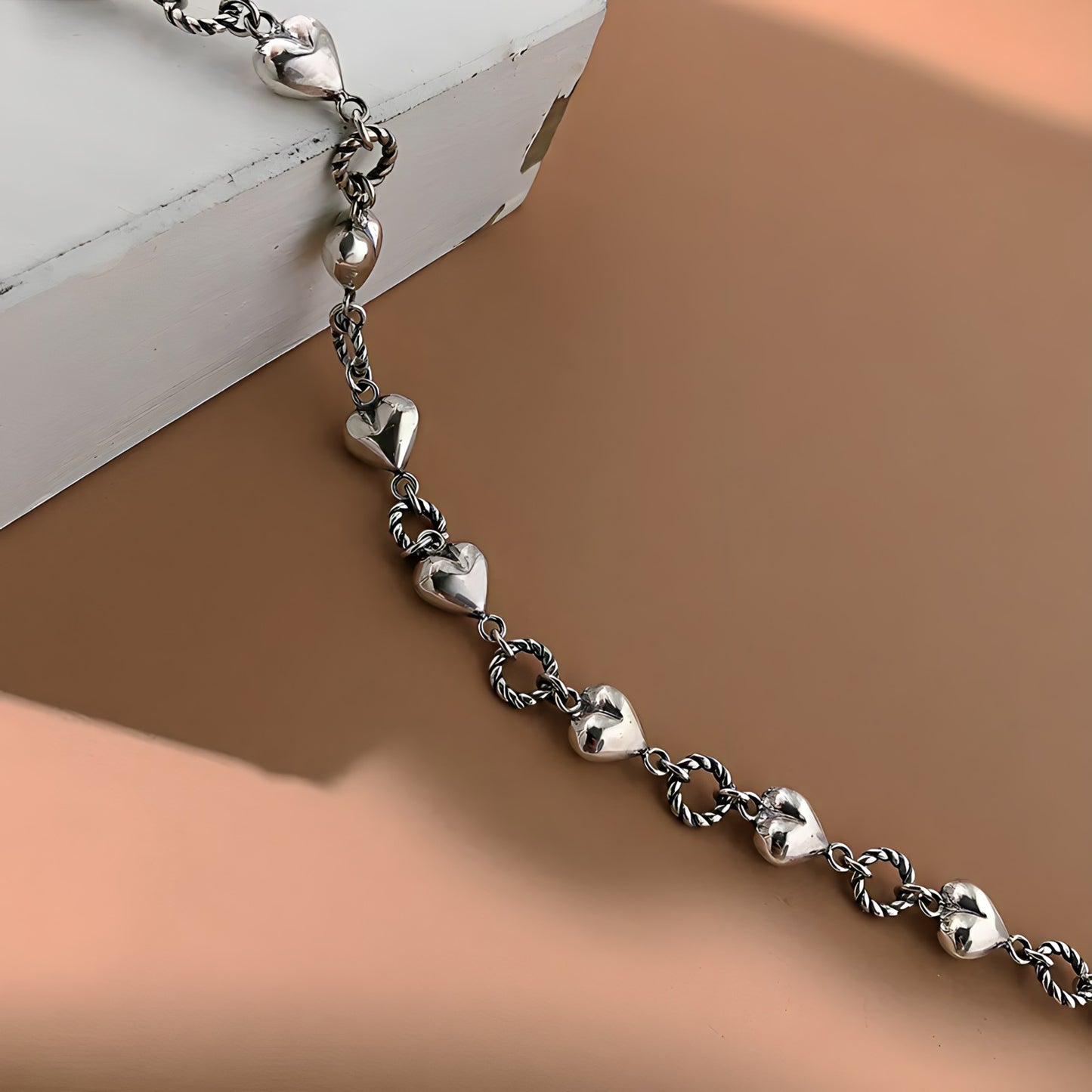 Collar de Plata 925 con cadena en forma de corazones - Nubia