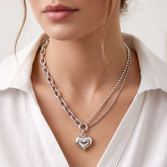 Collar de Plata 925 con colgante en forma de corazón - Elena