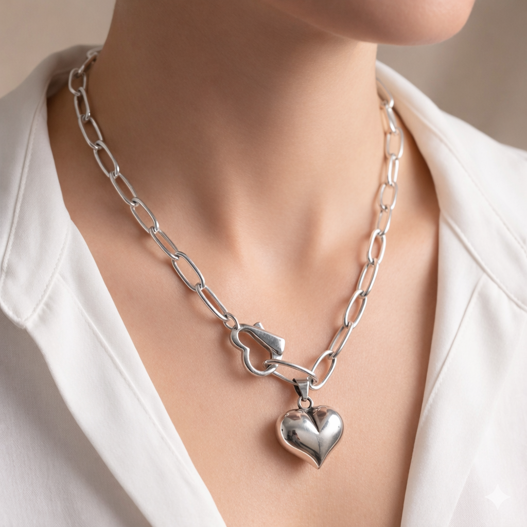 Collar de Plata 925 con colgantes en forma de corazón - Love Strong