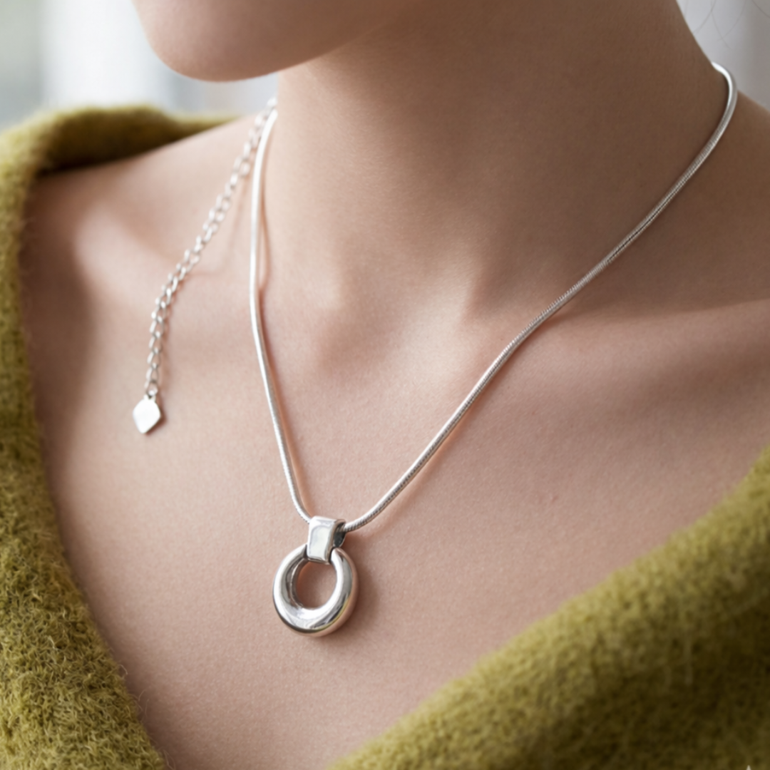 Collar de Plata 925 con anillo circular - Pacífico
