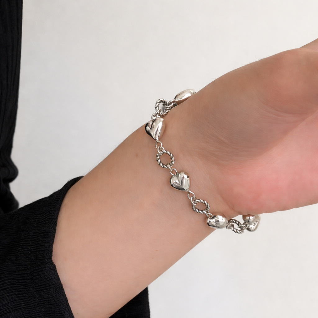 Pulsera de plata 925 con colgante de corazón - Bella