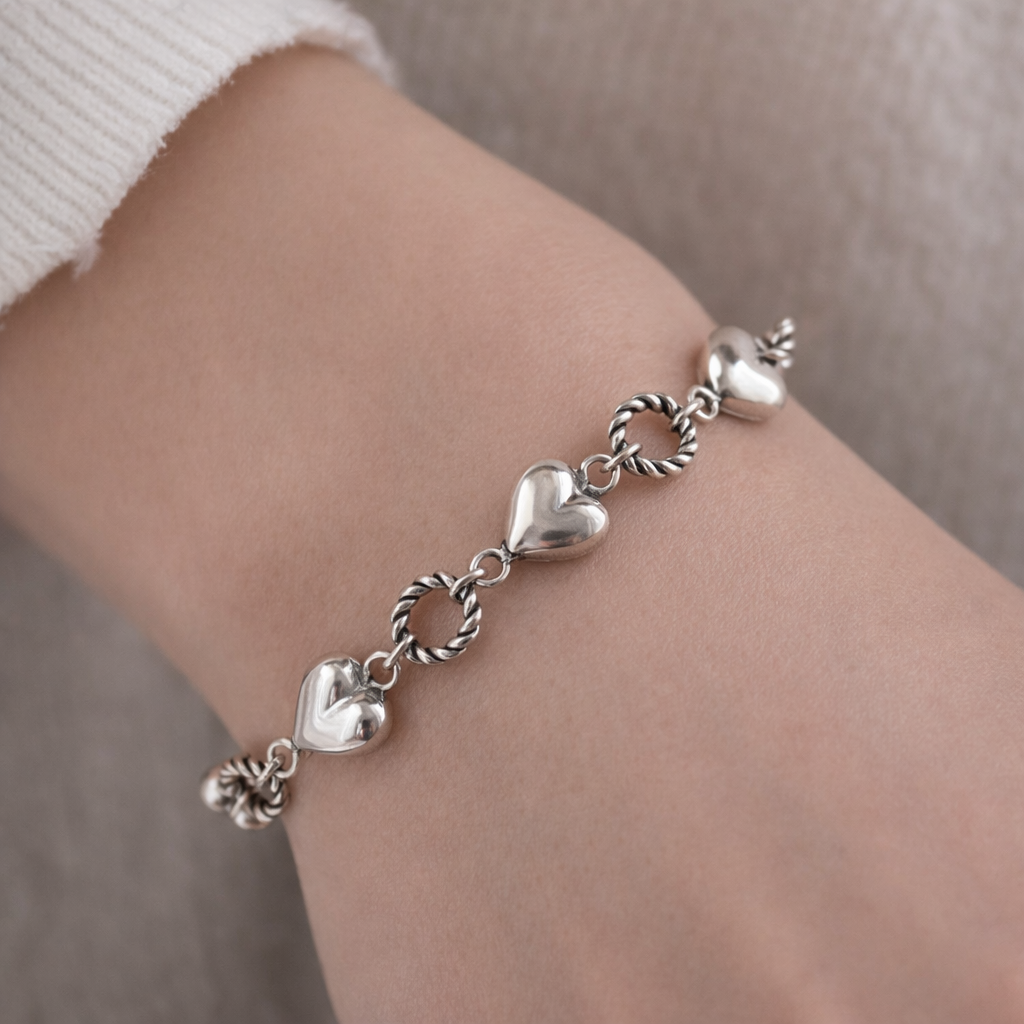 Pulsera de plata 925 con colgante de corazón - Bella