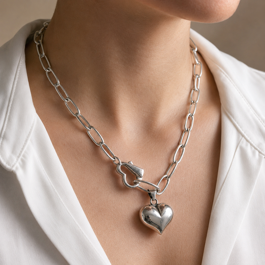 Collar de Plata 925 con colgantes en forma de corazón - Love Strong
