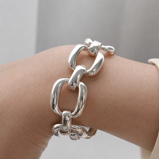 Pulsera de Plata 925 con cadena geométrica - Cadena
