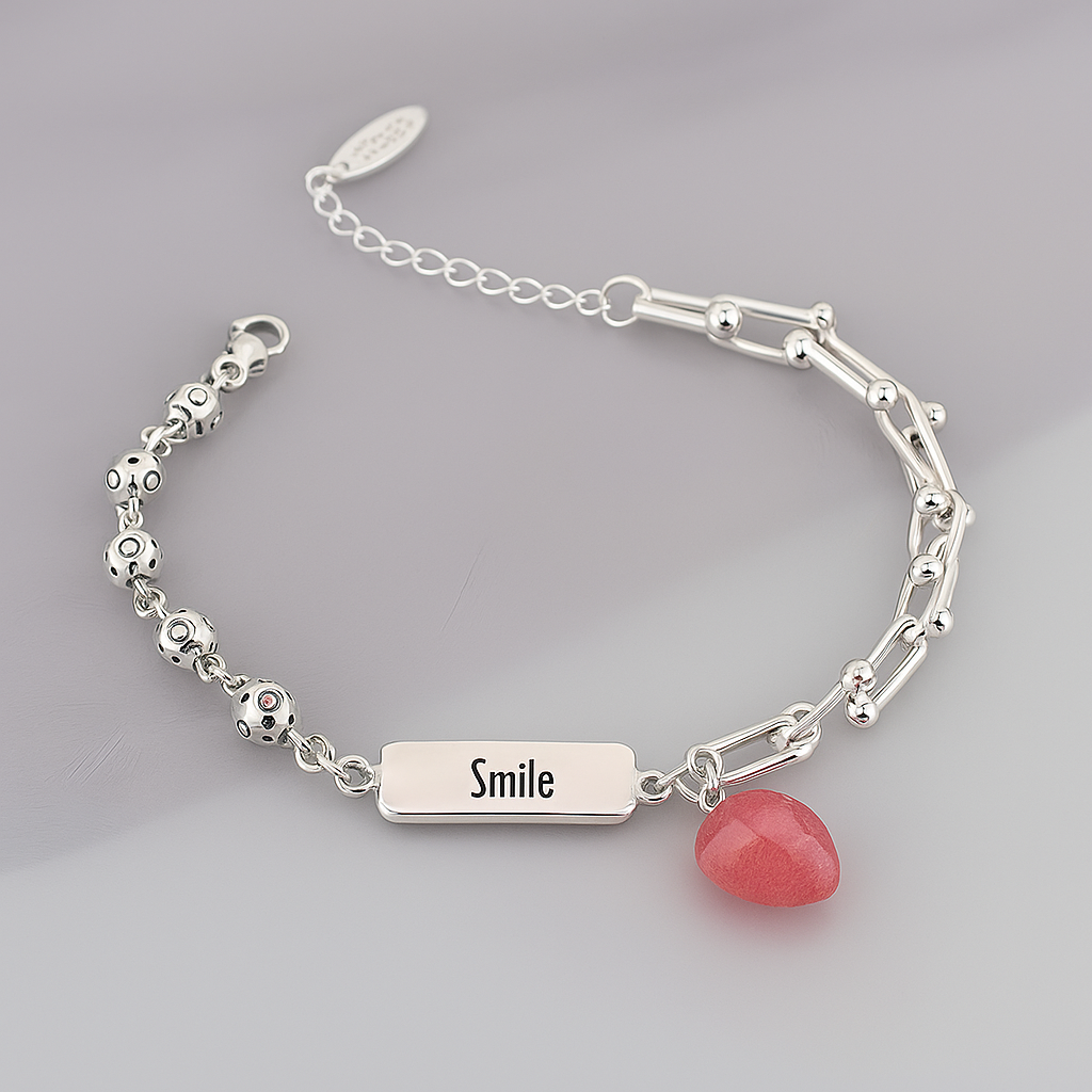 Pulsera de Plata 925 con un colgante de circonita roja - Angelique