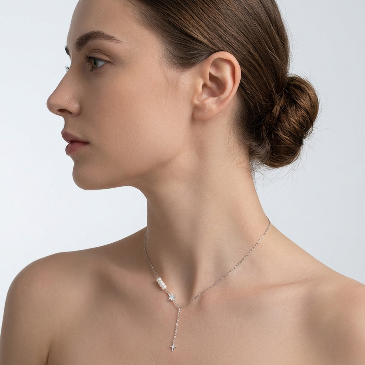 Collar de Plata 925 con perlas y colgante en forma de estrella - Pina