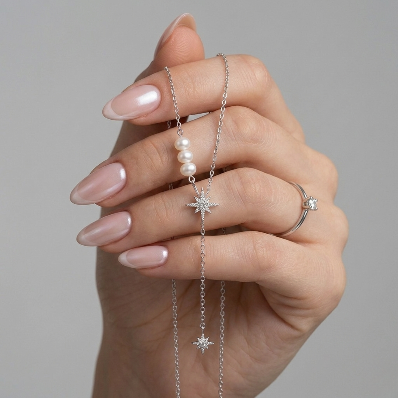Collar de Plata 925 con perlas y colgante en forma de estrella - Pina