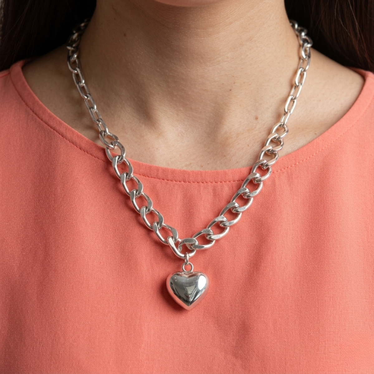 Collar de Plata 925 con cadena y colgante de corazón - Charlotte