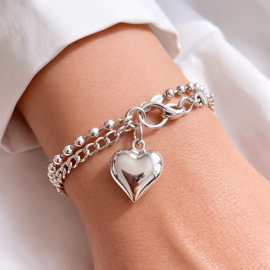 Pulsera de Plata 925 con colgante en forma de corazón - Nina
