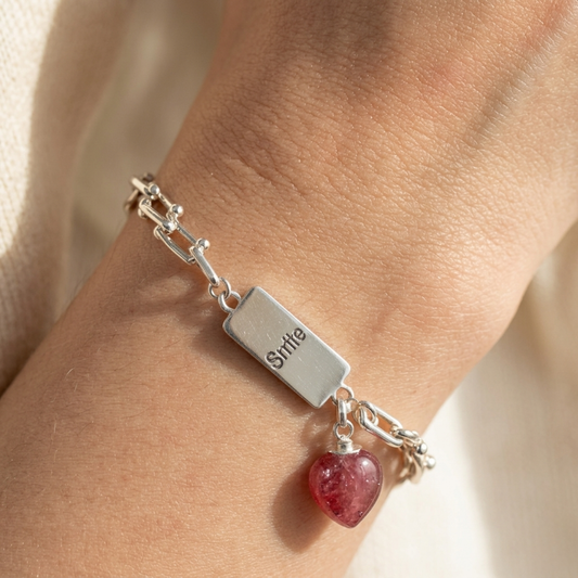 Pulsera de Plata 925 con un colgante de circonita roja - Angelique