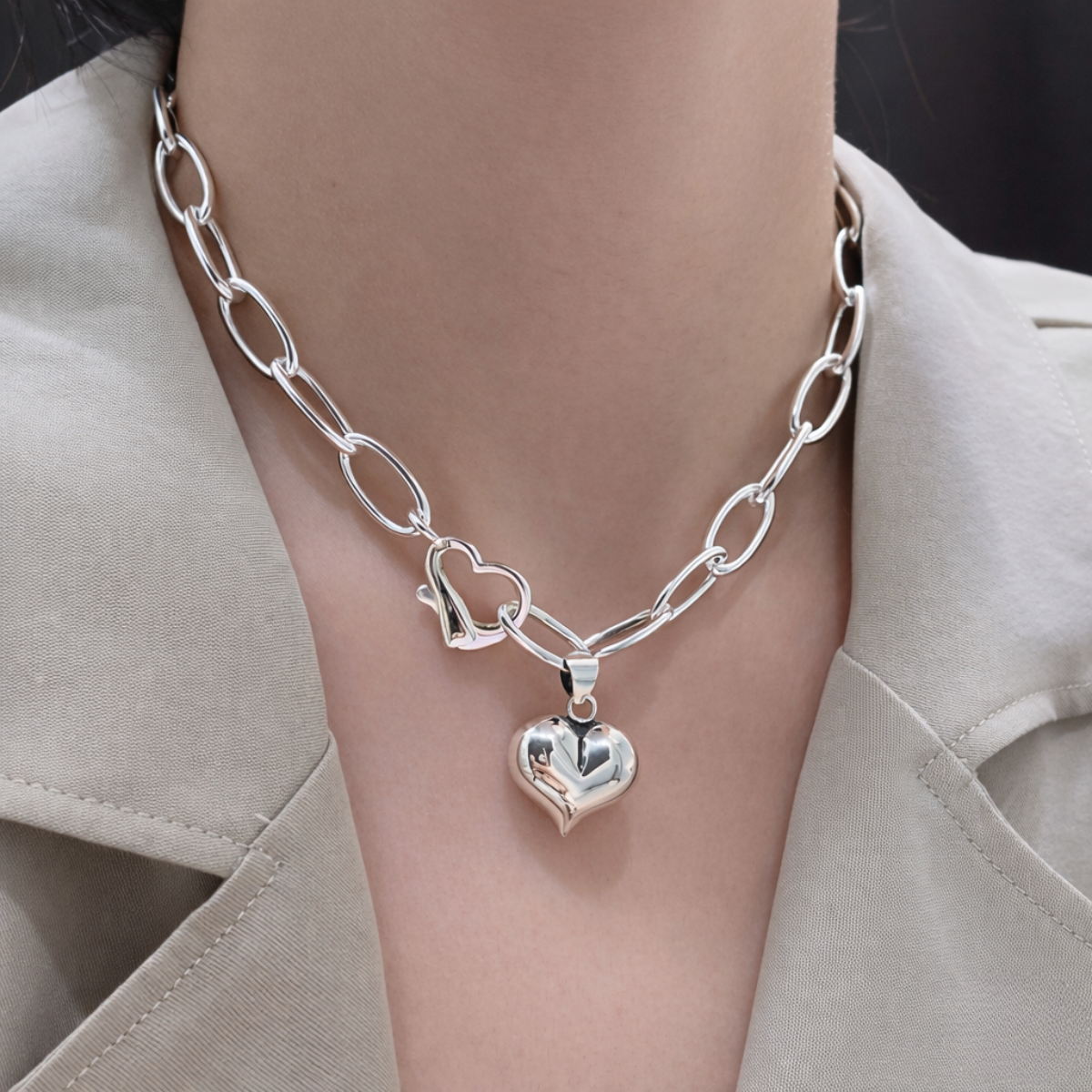 Collar de Plata 925 con colgantes en forma de corazón - Love Strong