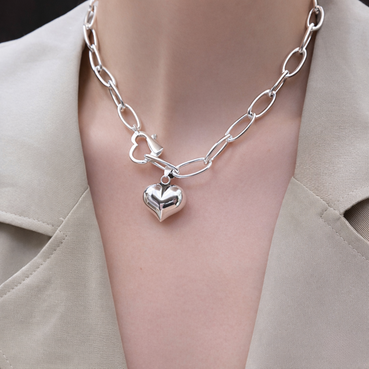 Collar de Plata 925 con colgantes en forma de corazón - Love Strong