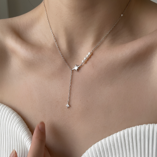 Collar de Plata 925 con perlas y colgante en forma de estrella - Pina