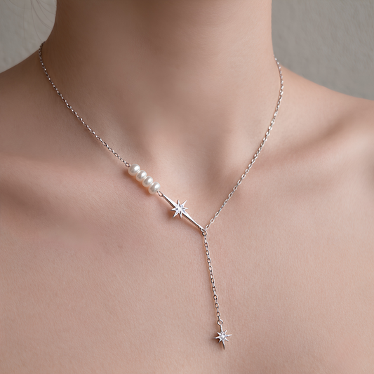 Collar de Plata 925 con perlas y colgante en forma de estrella - Pina