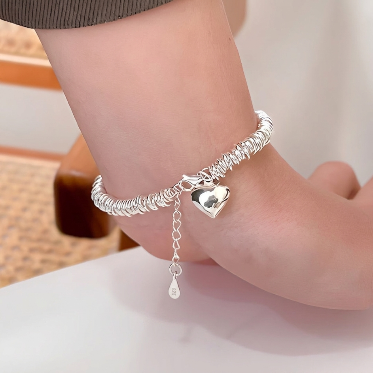Pulsera de Plata 925 con colgante en forma de corazón - Zanyra