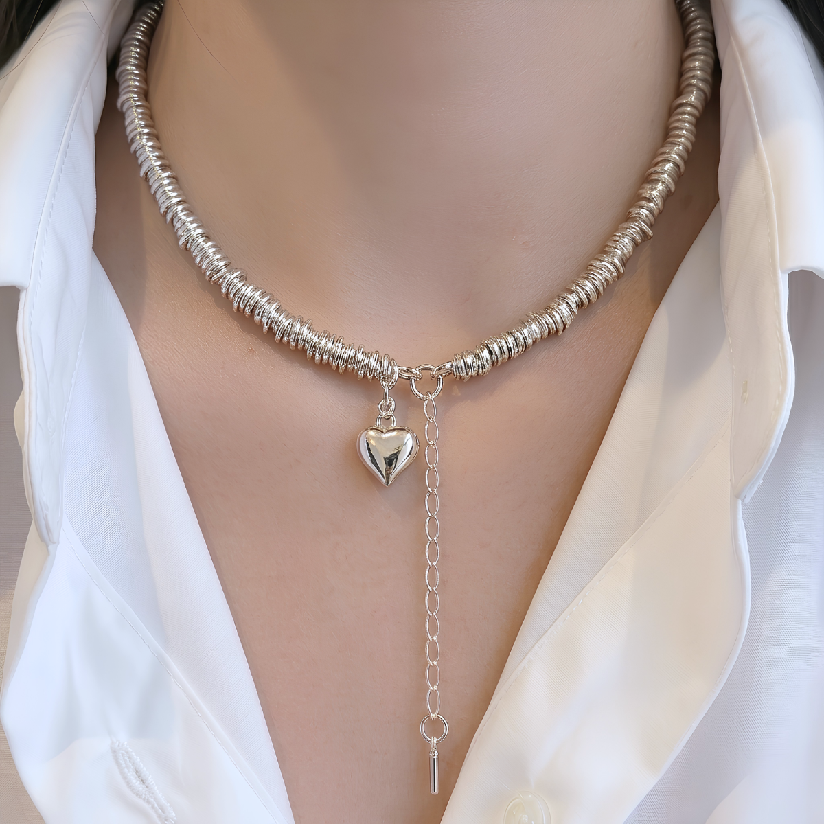 Collar de Plata 925 con colgante en forma de corazón - Foxyne