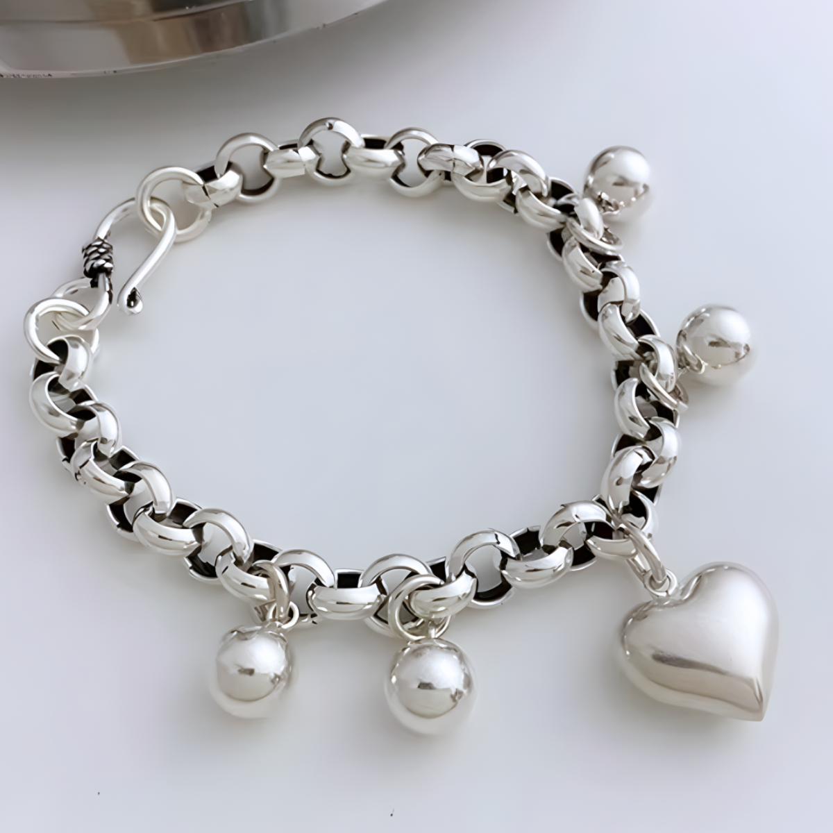 Pulsera de Plata 925 con colgante de corazón y cuentas - Denver