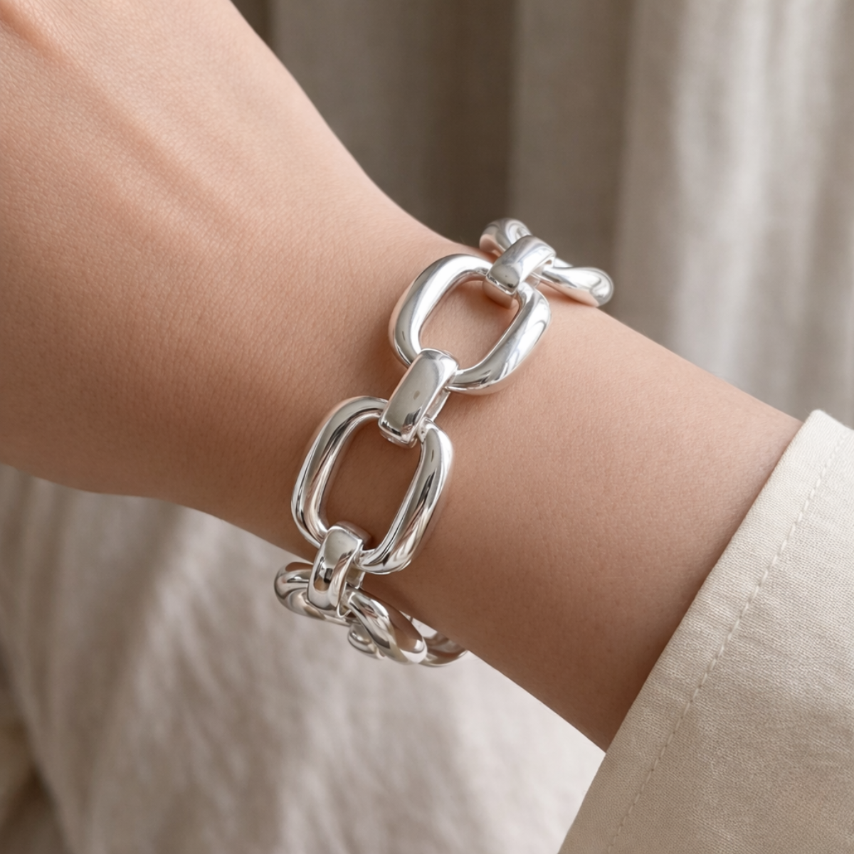 Pulsera de Plata 925 con cadena geométrica - Cadena