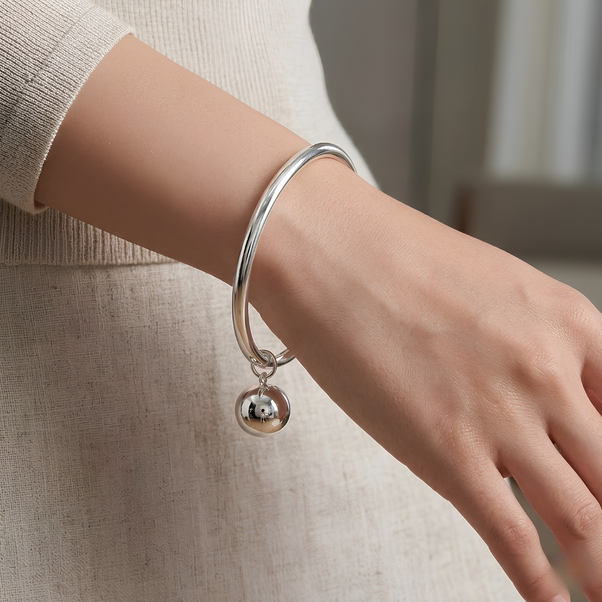 Pulsera de Plata 925 con colgante en forma de esfera - Karla