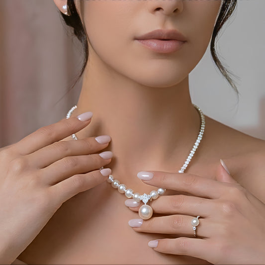 Collar de Plata 925 con circonitas y perlas - Serena