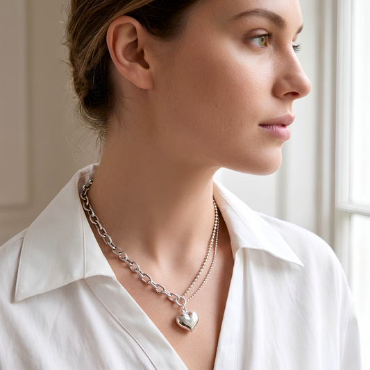 Collar de Plata 925 con colgante en forma de corazón - Elena