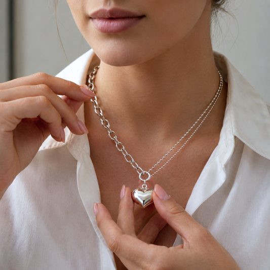 Collar de Plata 925 con colgante en forma de corazón - Elena