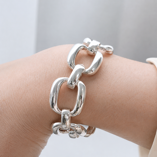 Pulsera de Plata 925 con cadena geométrica - Cadena
