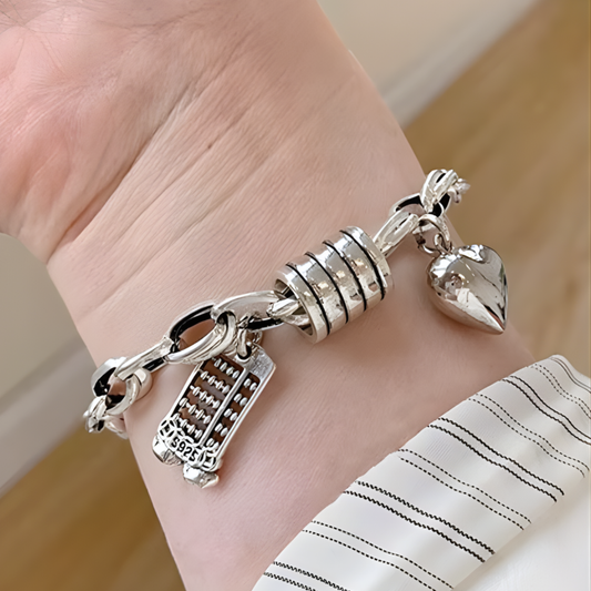 Pulsera de Plata 925 con colgante en forma de corazón - Marina