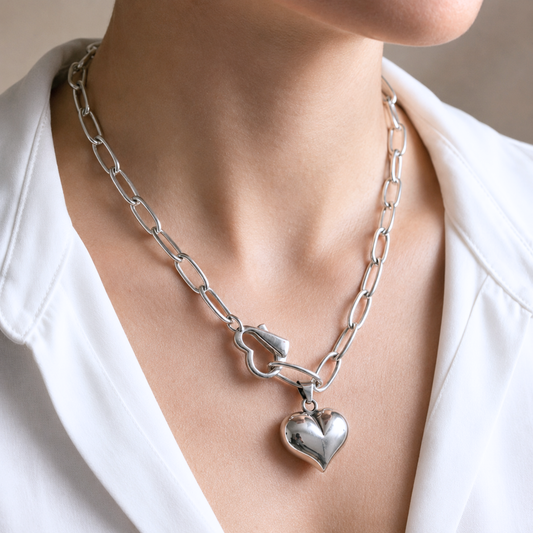 Collar de Plata 925 con colgantes en forma de corazón - Love Strong