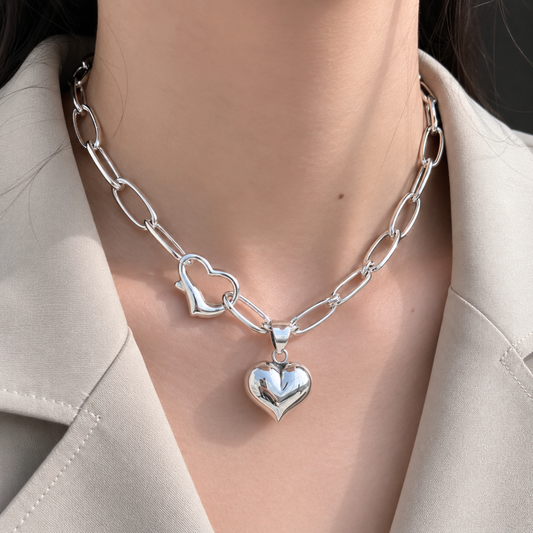 Collar de Plata 925 con colgantes en forma de corazón - Love Strong