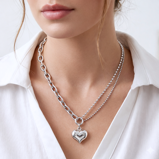 Collar de Plata 925 con colgante en forma de corazón - Elena
