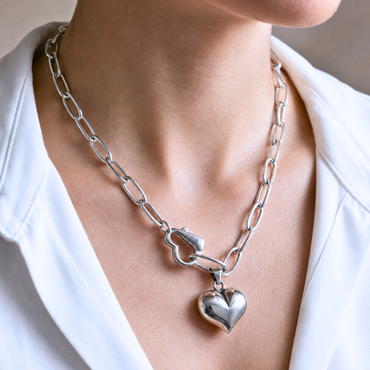 Collar de Plata 925 con colgantes en forma de corazón - Love Strong