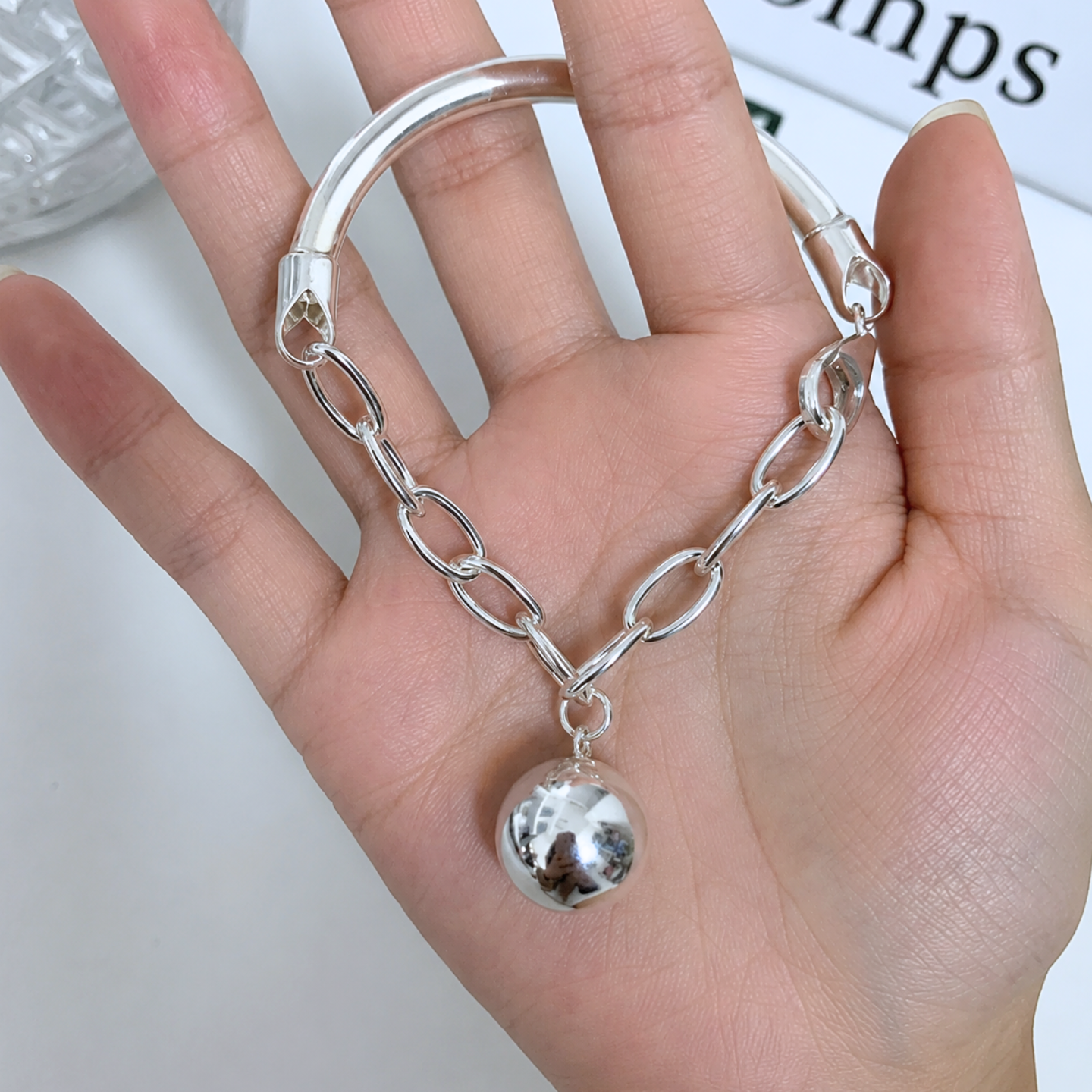 Pulsera de Plata 925 con colgante esférico - Boll