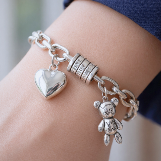 Pulsera de Plata 925 con colgante de oso y un corazón - Venus