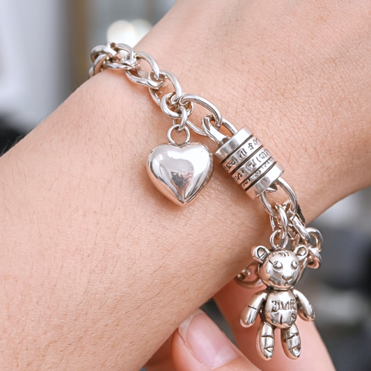 Pulsera de Plata 925 con colgante de oso y un corazón - Venus