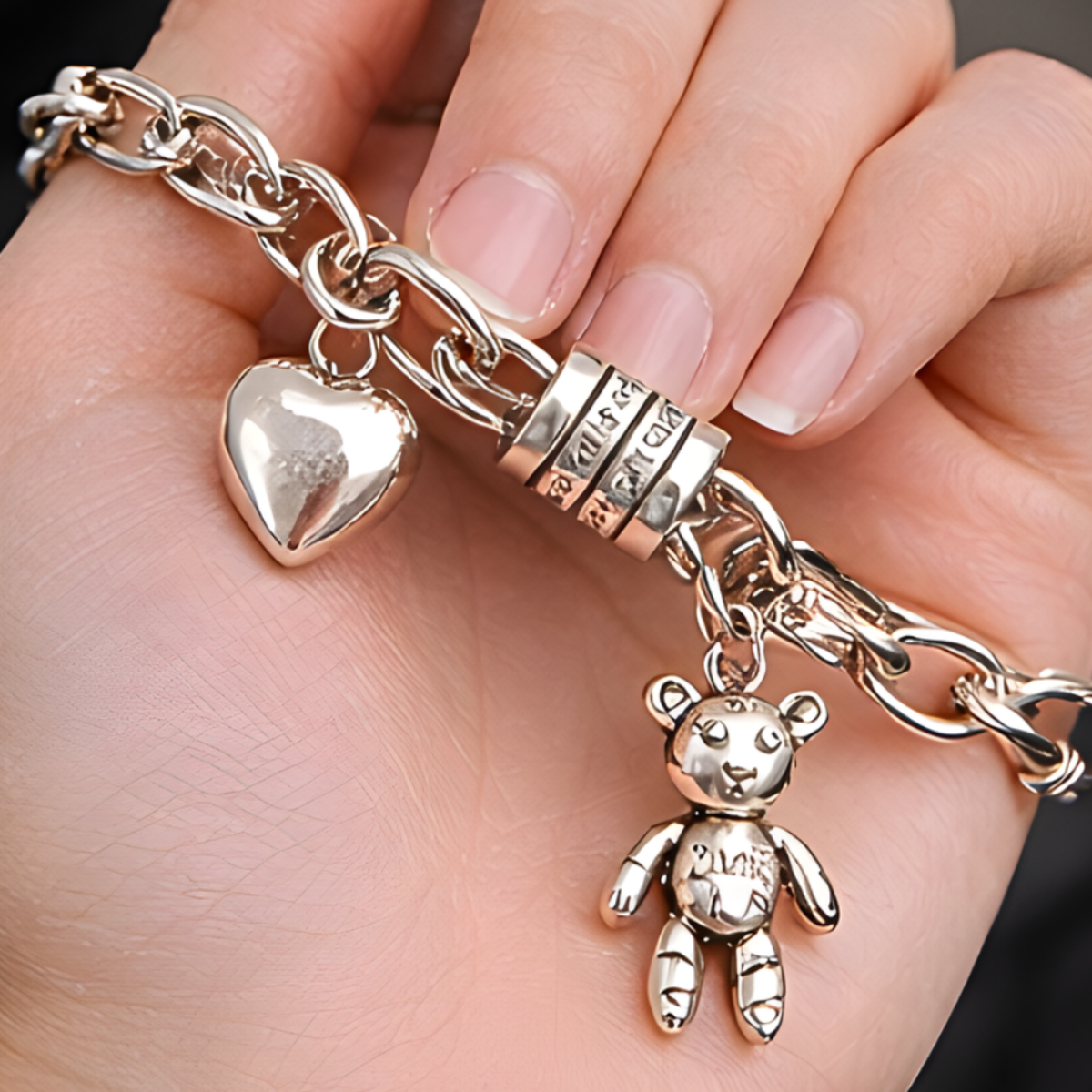 Pulsera de Plata 925 con colgante de oso y un corazón - Venus