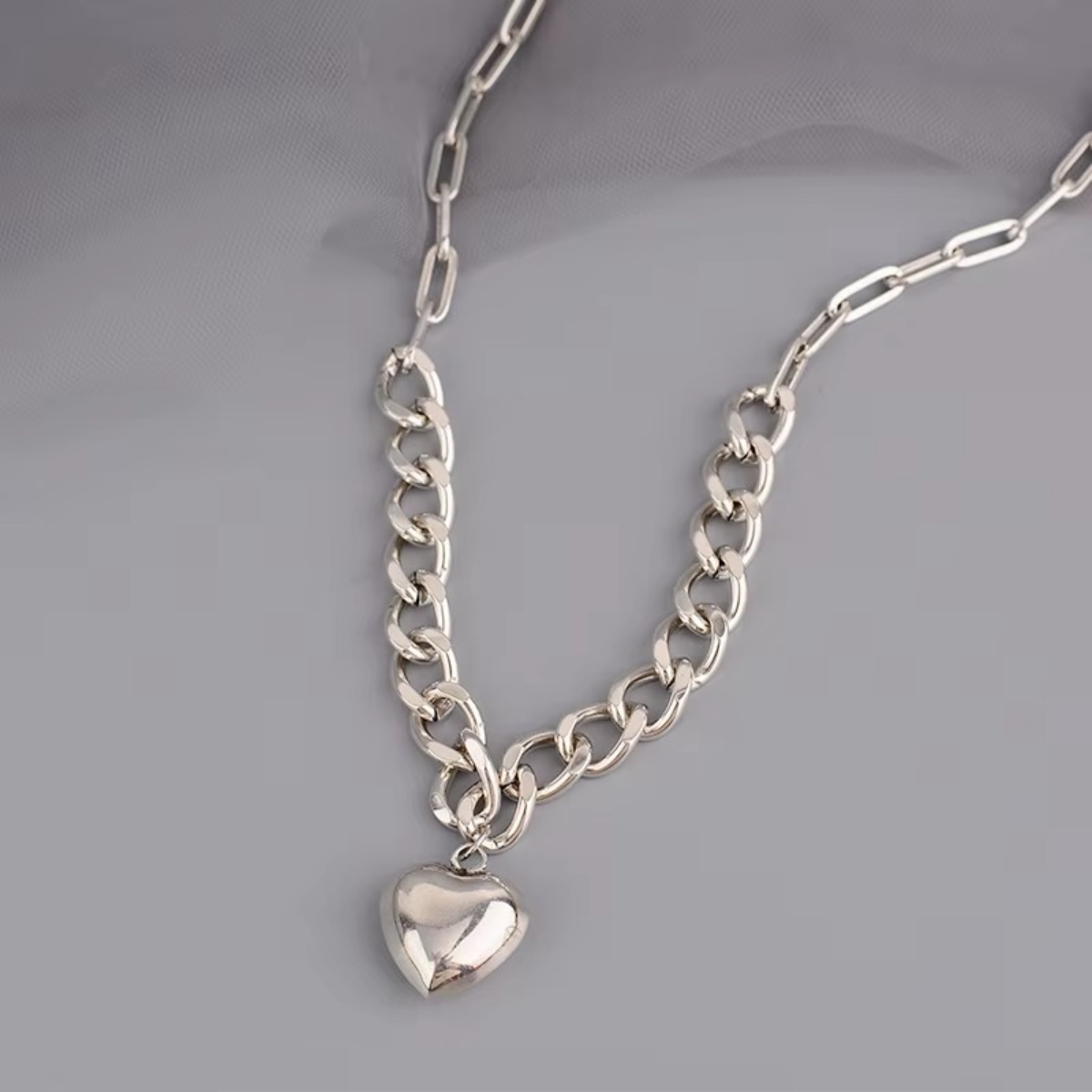 Collar de Plata 925 con cadena y colgante de corazón - Charlotte