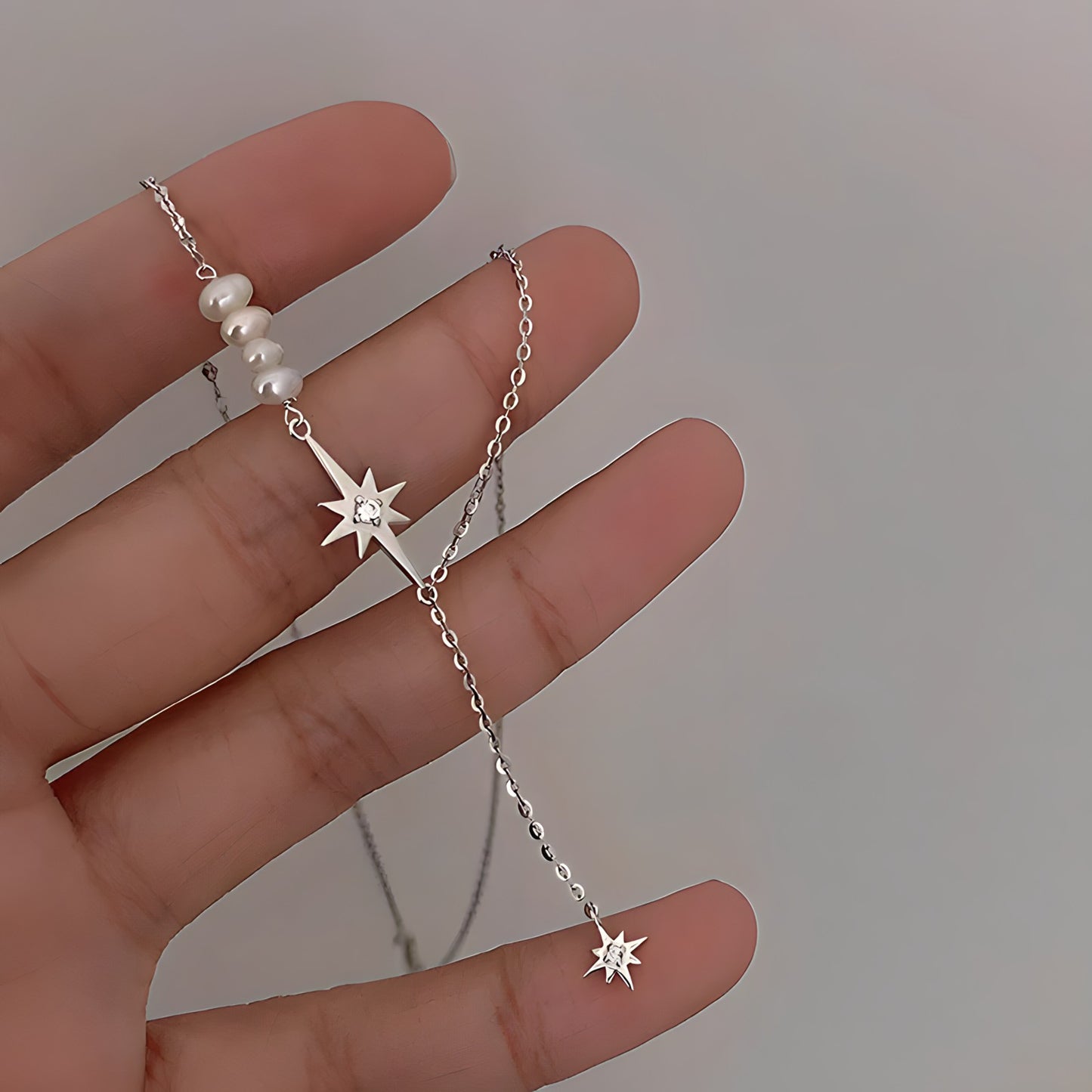 Collar de Plata 925 con perlas y colgante en forma de estrella - Pina