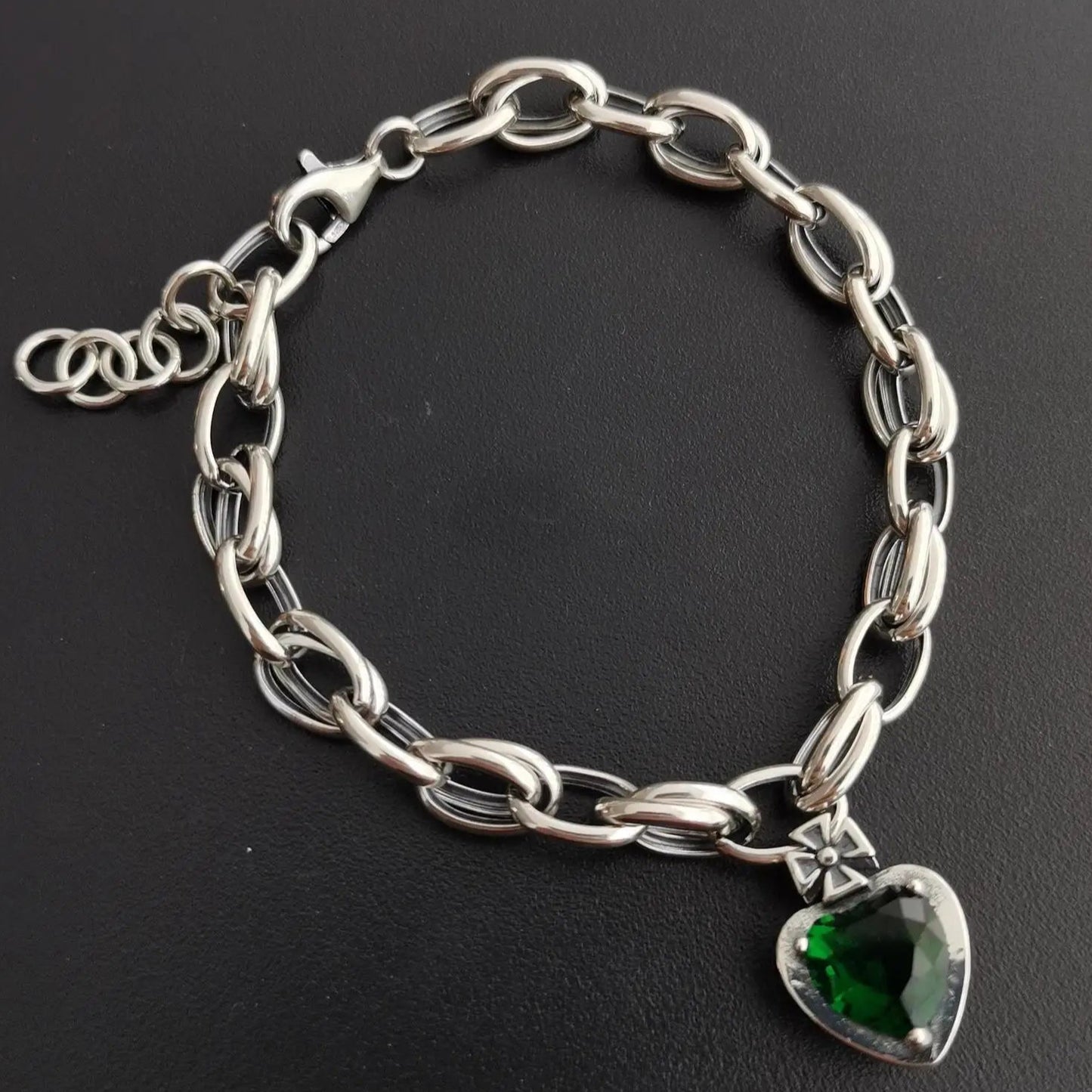 Pulsera de Plata 925 - Green heart