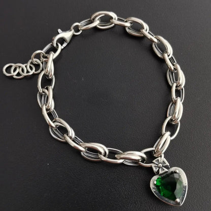 Pulsera de Plata 925 - Green heart