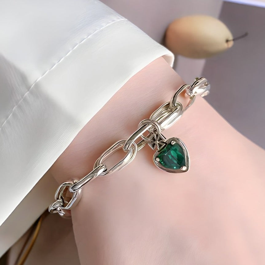 Pulsera de Plata 925 - Green heart