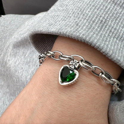 Pulsera de Plata 925 - Green heart