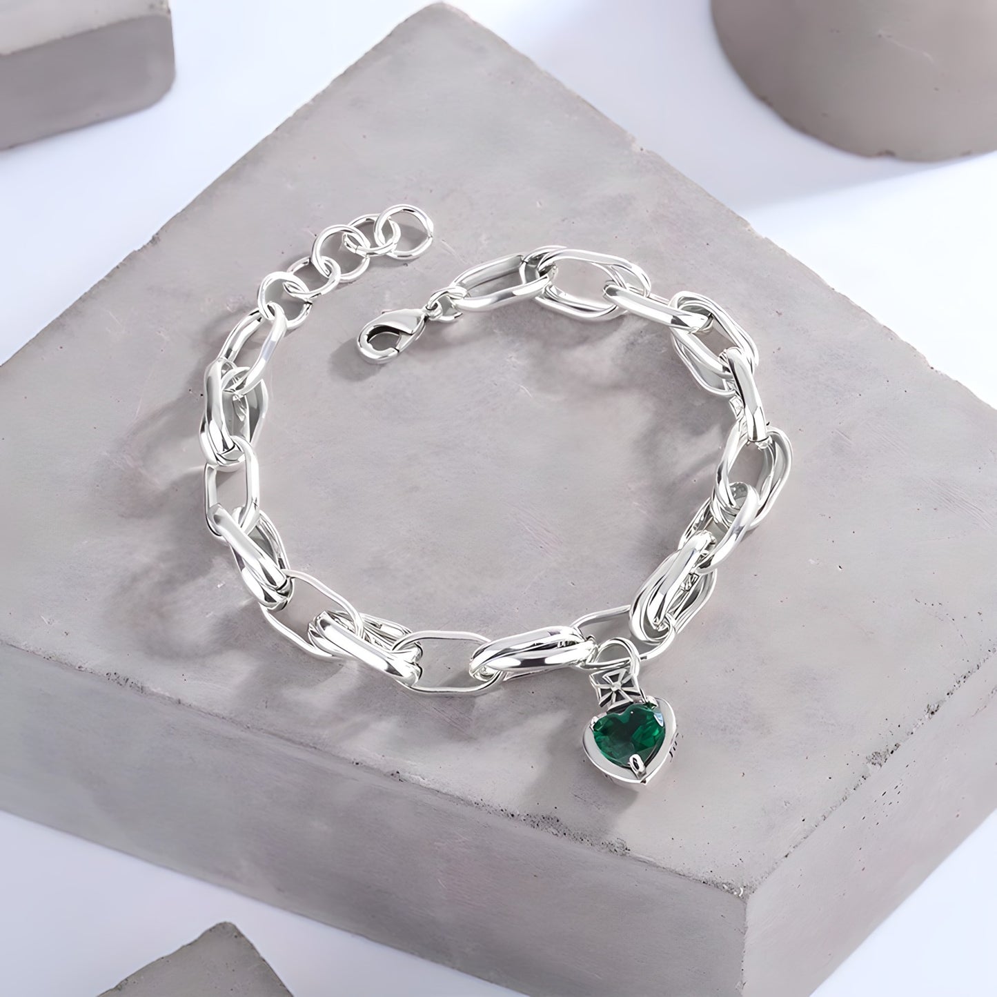Pulsera de Plata 925 - Green heart